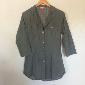 Betsey Johnson PolkaDot Button Down Sleeper Shirt